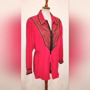 VINTAGE RED SILK BOB MACKIE JACKET NWOT
